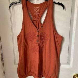 Burnt Orange tank top with embroidery detail